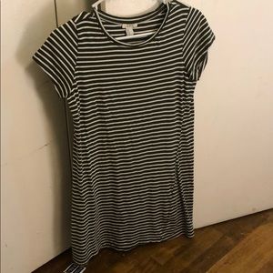 Green and white striped mini dress or tunic